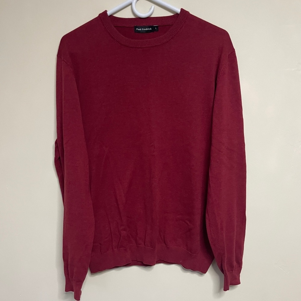 Paul Fredrick Mens Burgundy Red 100% Supima Cotton Crewneck Sweater‎ Large